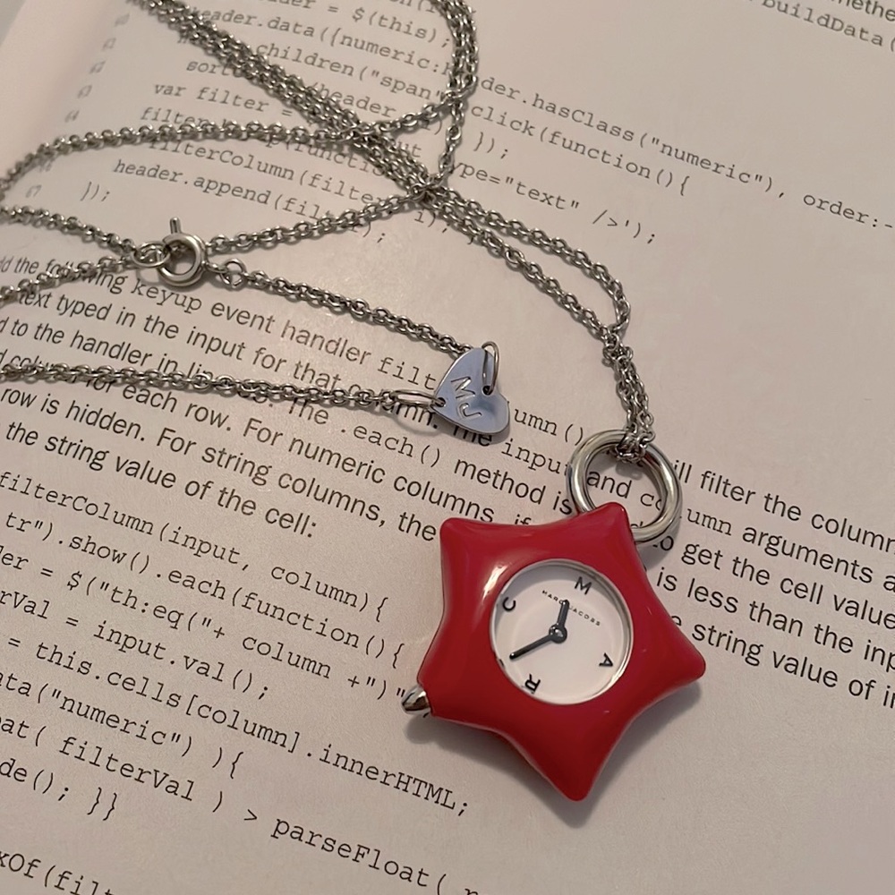 Red Heart Watch Pendant Necklace Marc jacobs
